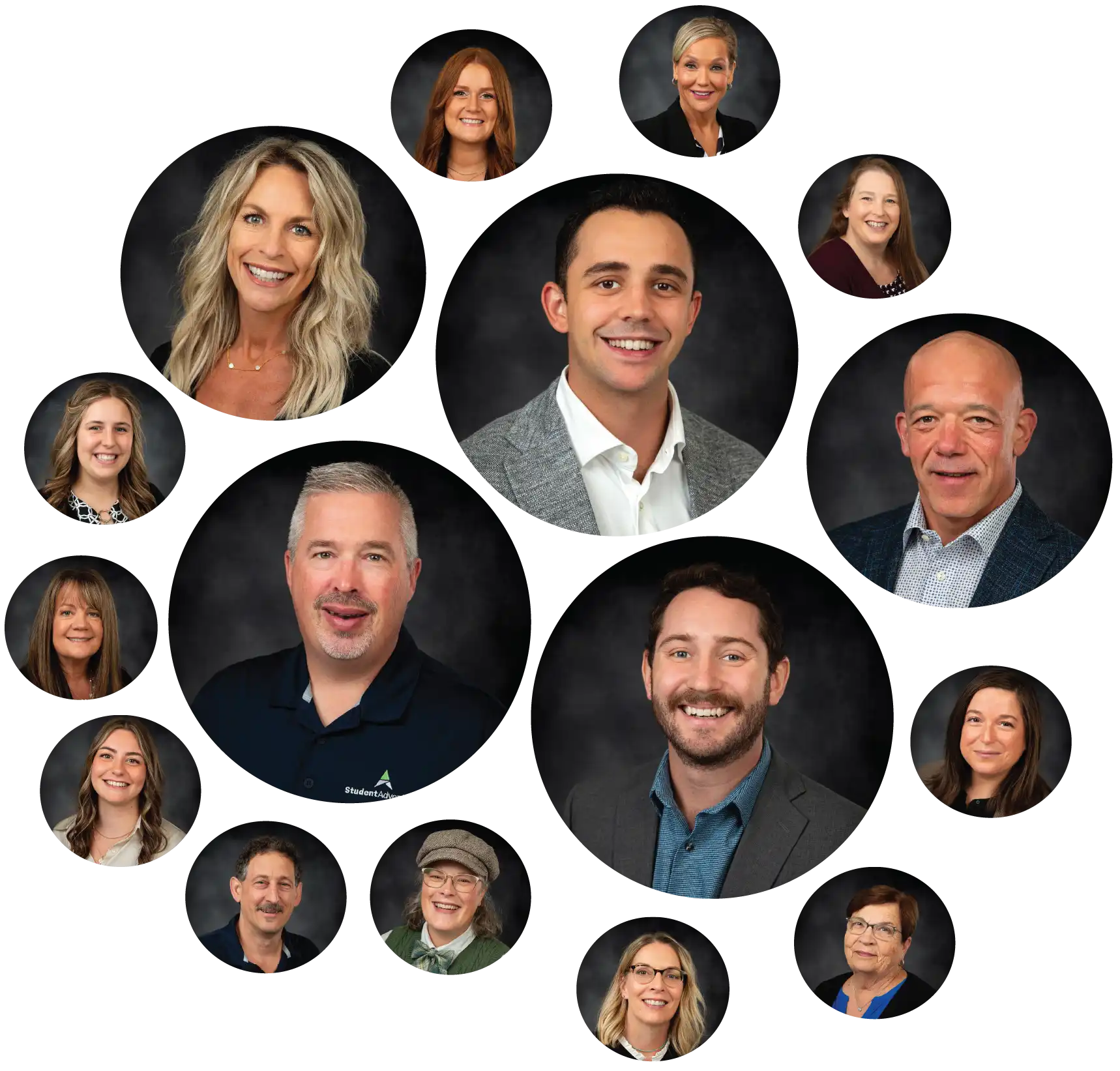 Headshots of the Student Adventures team at the Grand Blanc, Michigan headquarters