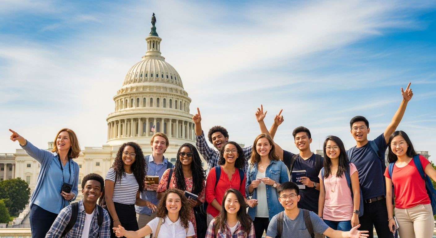 Students on an educational trip