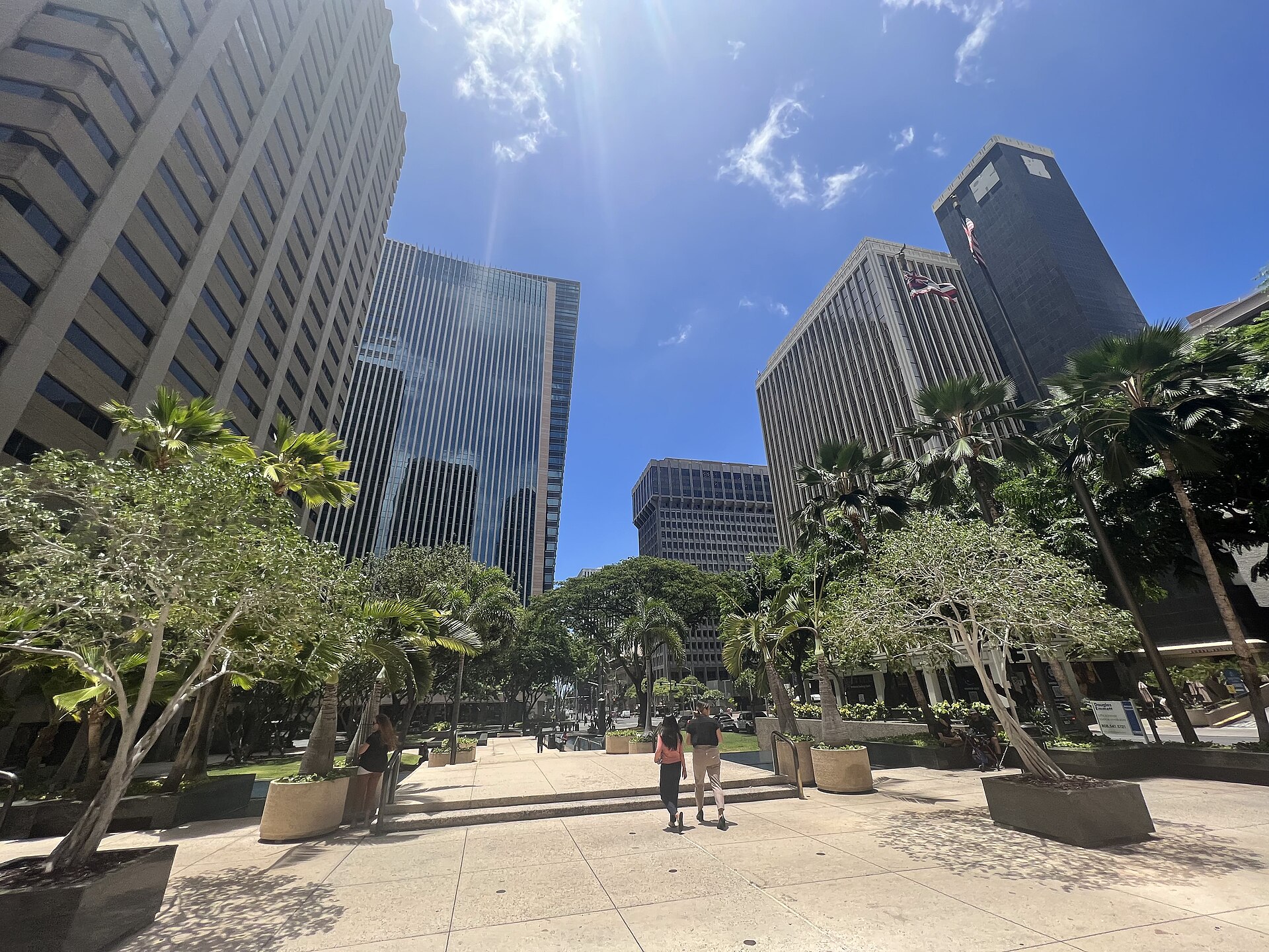Bishop Square and Tamarind Park in downtown Honolulu