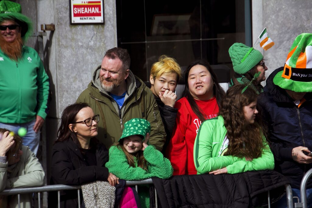 Spectators at the Saint Patrick's day Parade in Cork