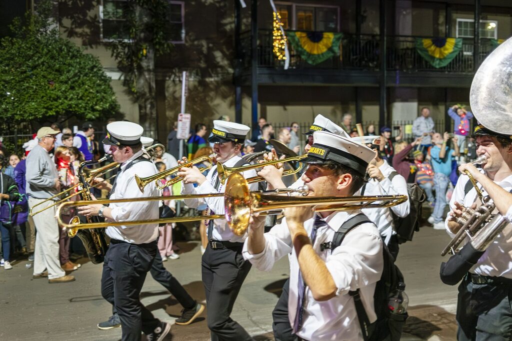 Band on St Charles   New Orleans Mardi Gras parade 2025