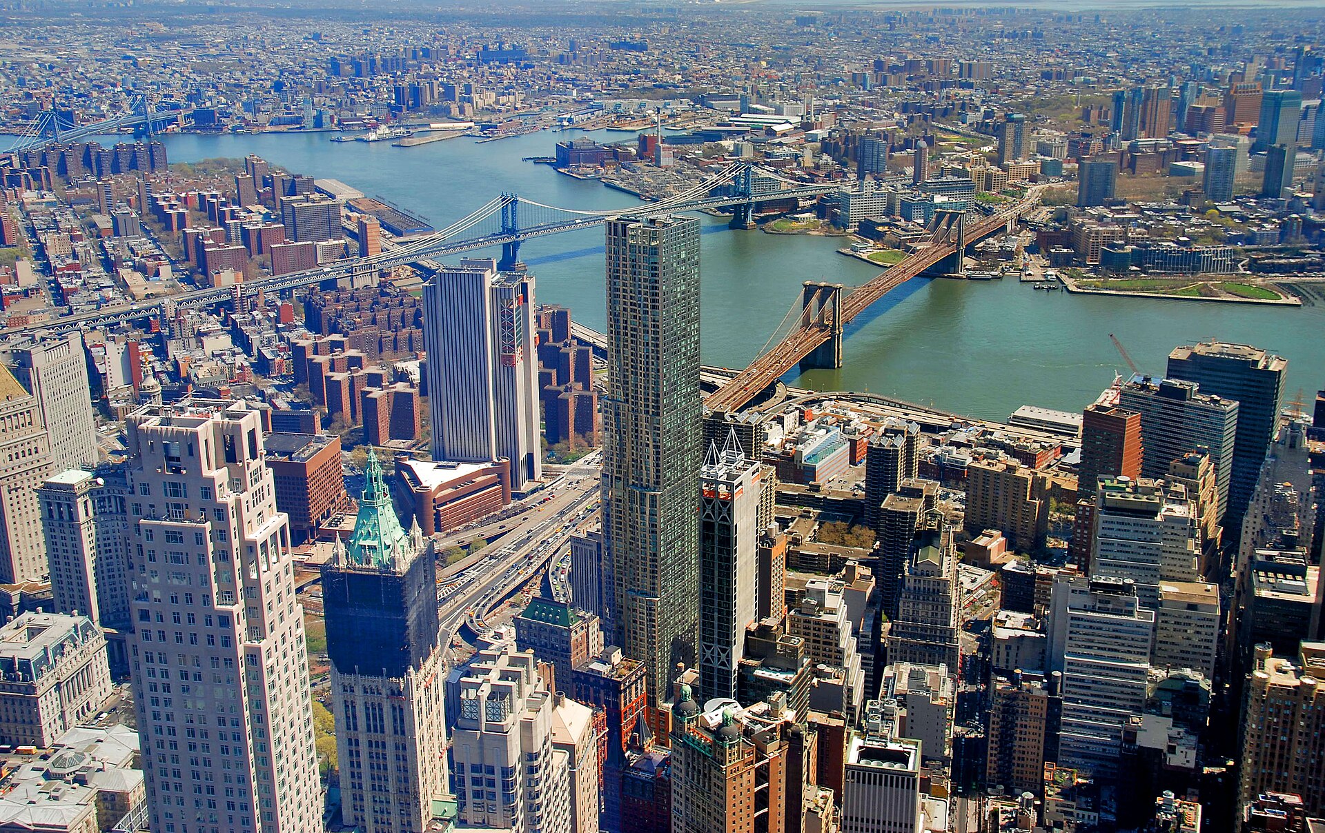 View of Lower Manhattan and the East River from One World Observatory